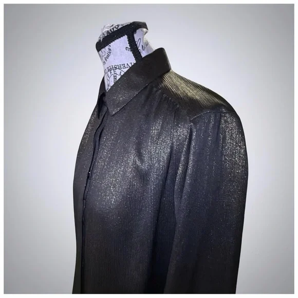 Chico’s Iridescent Sheen Button-Front Blouse – Women’s Size 0 - Picture 8 of 12